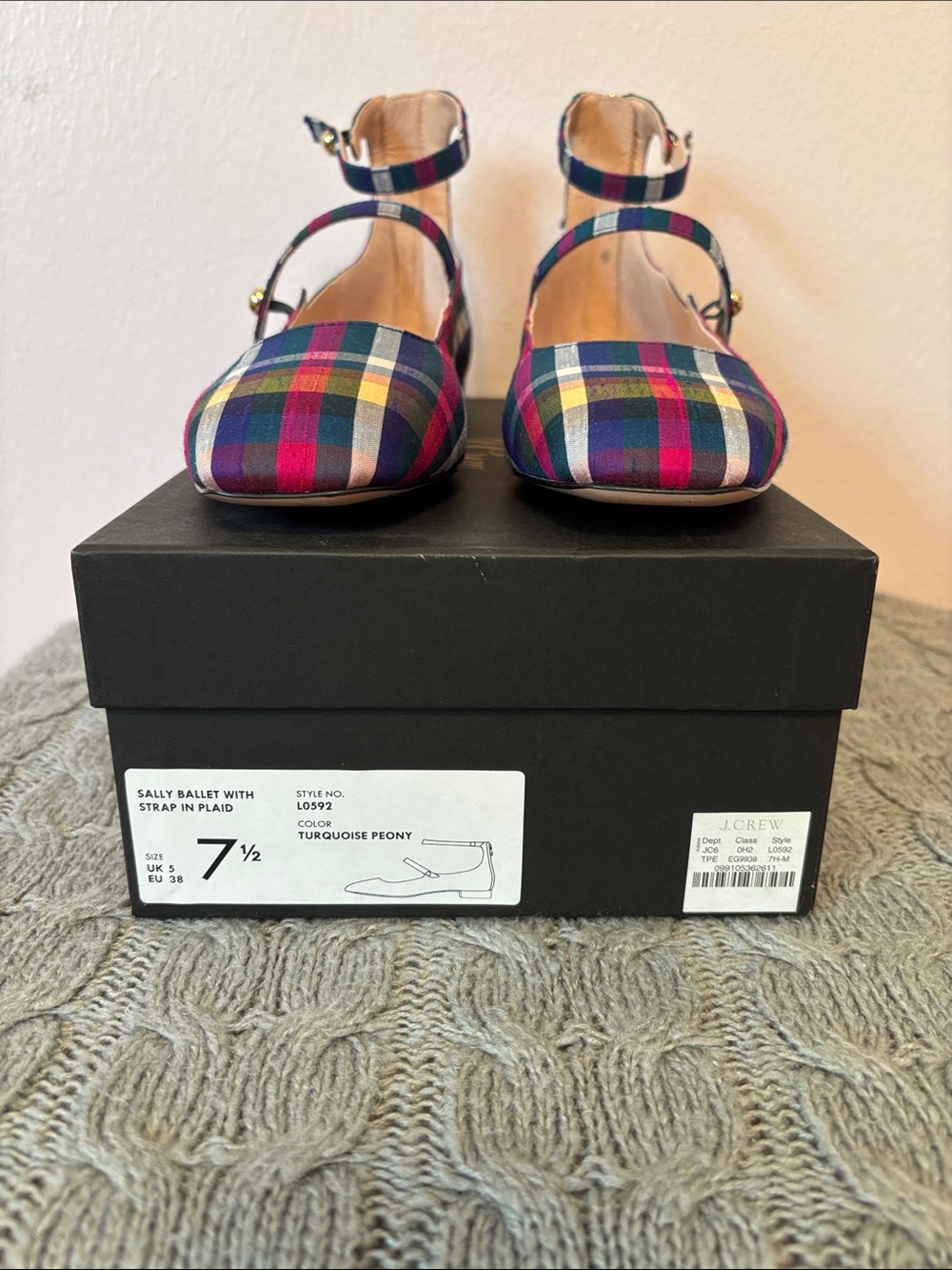 J. Crew Multicolor Plaid Mary Jane Flats with Ankle Strap - Picture 4 of 4